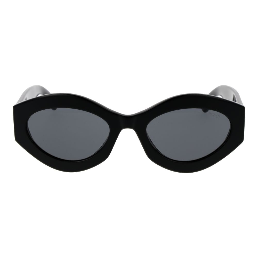 Emilio Pucci Women’s Sunglasses – Stylish Black Cat Eye Frame with Grey Lenses, 54mm