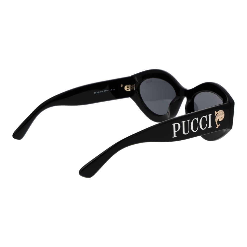 Emilio Pucci Women’s Sunglasses – Stylish Black Cat Eye Frame with Grey Lenses, 54mm