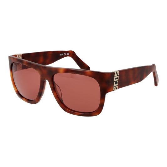 GCDS Unisex Sunglasses – Brown Square Frame with Red Lenses