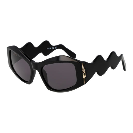 GCDS Unisex Sunglasses – Black Cat Eye Frame with Grey Lenses, 54mm