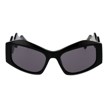 GCDS Unisex Sunglasses – Black Cat Eye Frame with Grey Lenses, 54mm