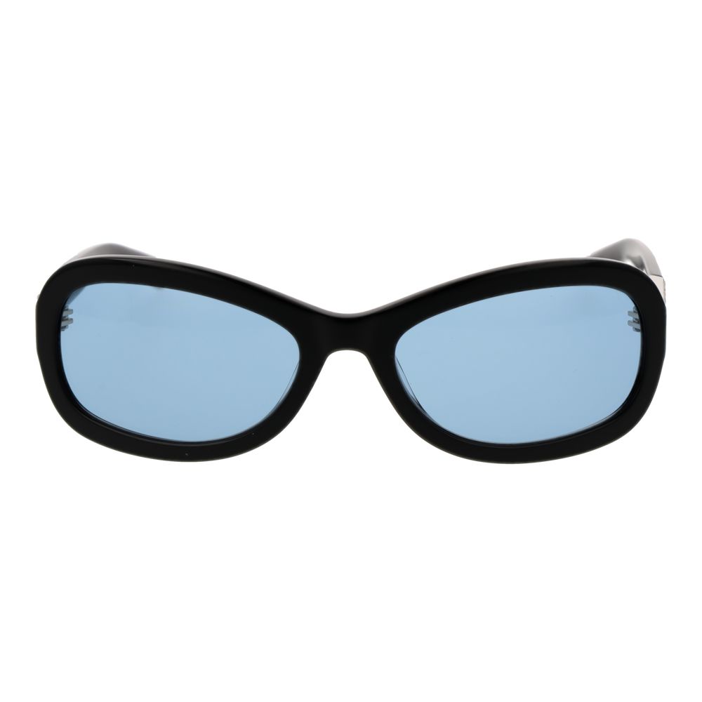 GCDS Unisex Sunglasses – Black Oval Frame with Blue Lenses, 58mm