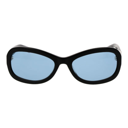 GCDS Unisex Sunglasses – Black Oval Frame with Blue Lenses, 58mm