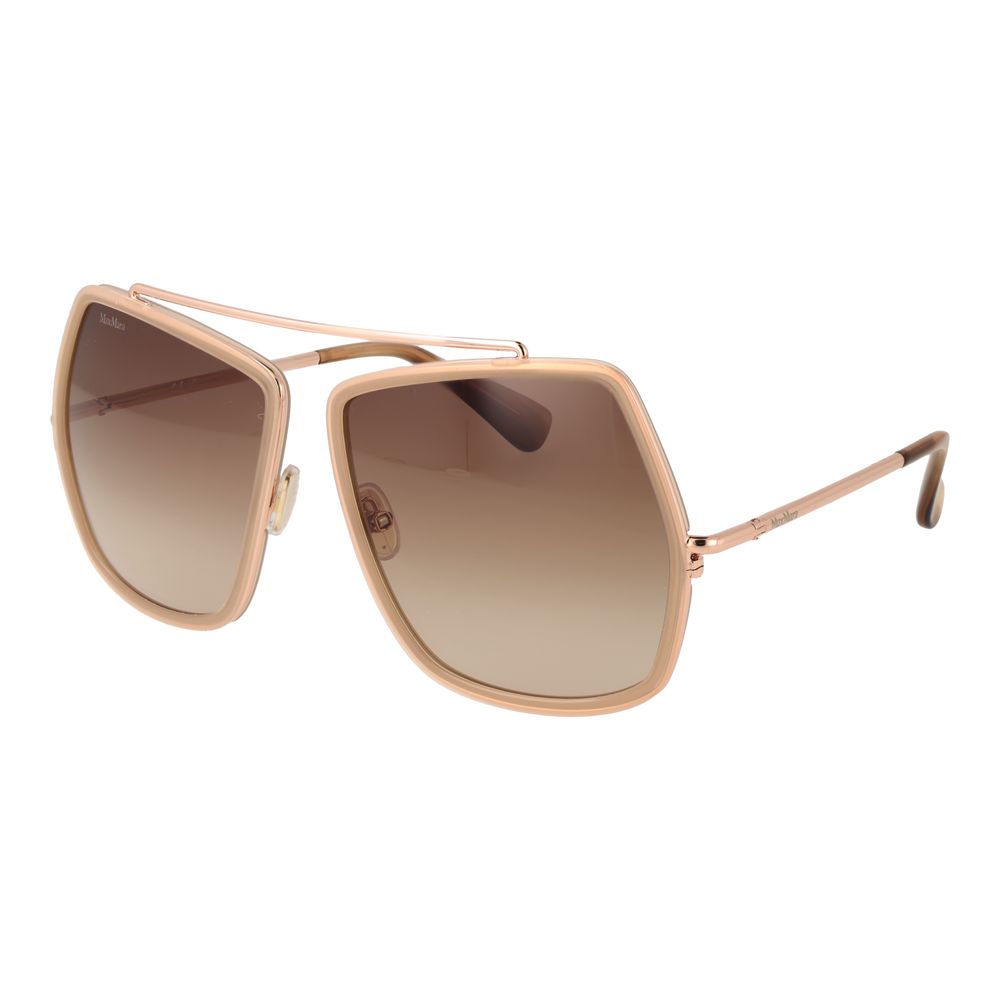 Max Mara Women’s Sunglasses – Beige Full-Rim Frame with Brown Gradient Lenses, 64mm