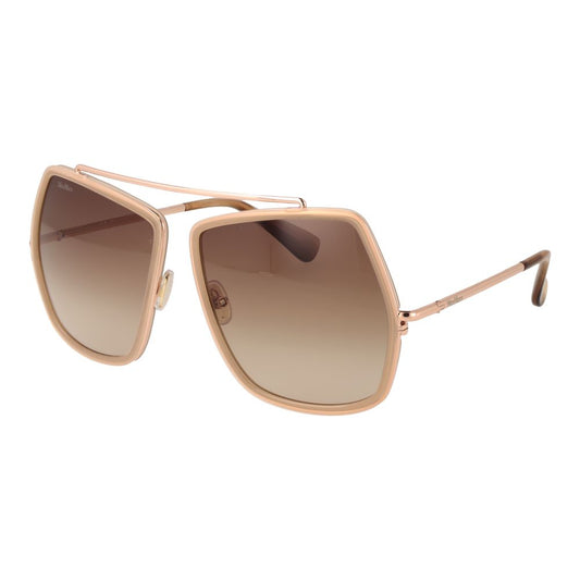 Max Mara Women’s Sunglasses – Beige Full-Rim Frame with Brown Gradient Lenses, 64mm