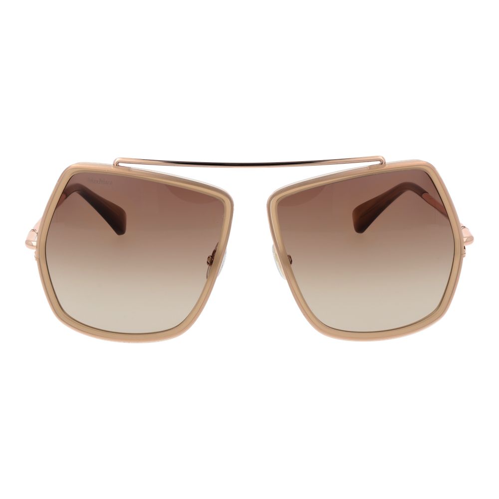 Max Mara Women’s Sunglasses – Beige Full-Rim Frame with Brown Gradient Lenses, 64mm