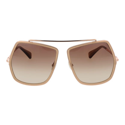 Max Mara Women’s Sunglasses – Beige Full-Rim Frame with Brown Gradient Lenses, 64mm