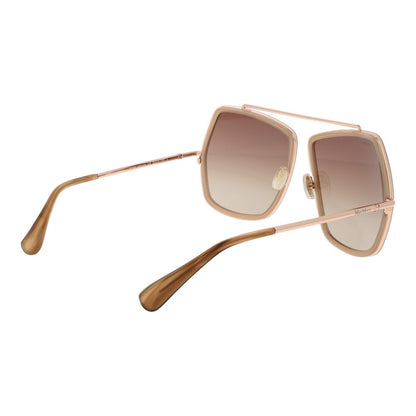 Max Mara Women’s Sunglasses – Beige Full-Rim Frame with Brown Gradient Lenses, 64mm