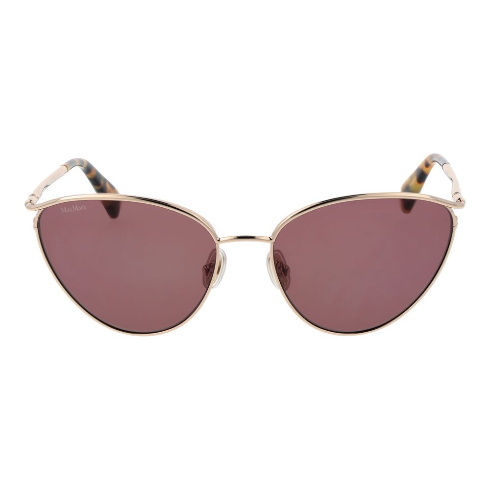 Max Mara Women’s Sunglasses – Gold Cat Eye Frame with Pink Lenses, 56mm