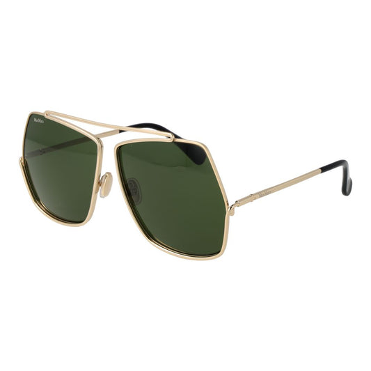 Max Mara Women's Sunglasses – Gold Metal Frame with Green Lenses, 64mm