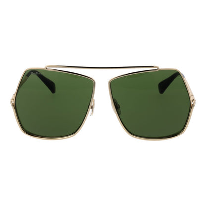 Max Mara Women's Sunglasses – Gold Metal Frame with Green Lenses, 64mm