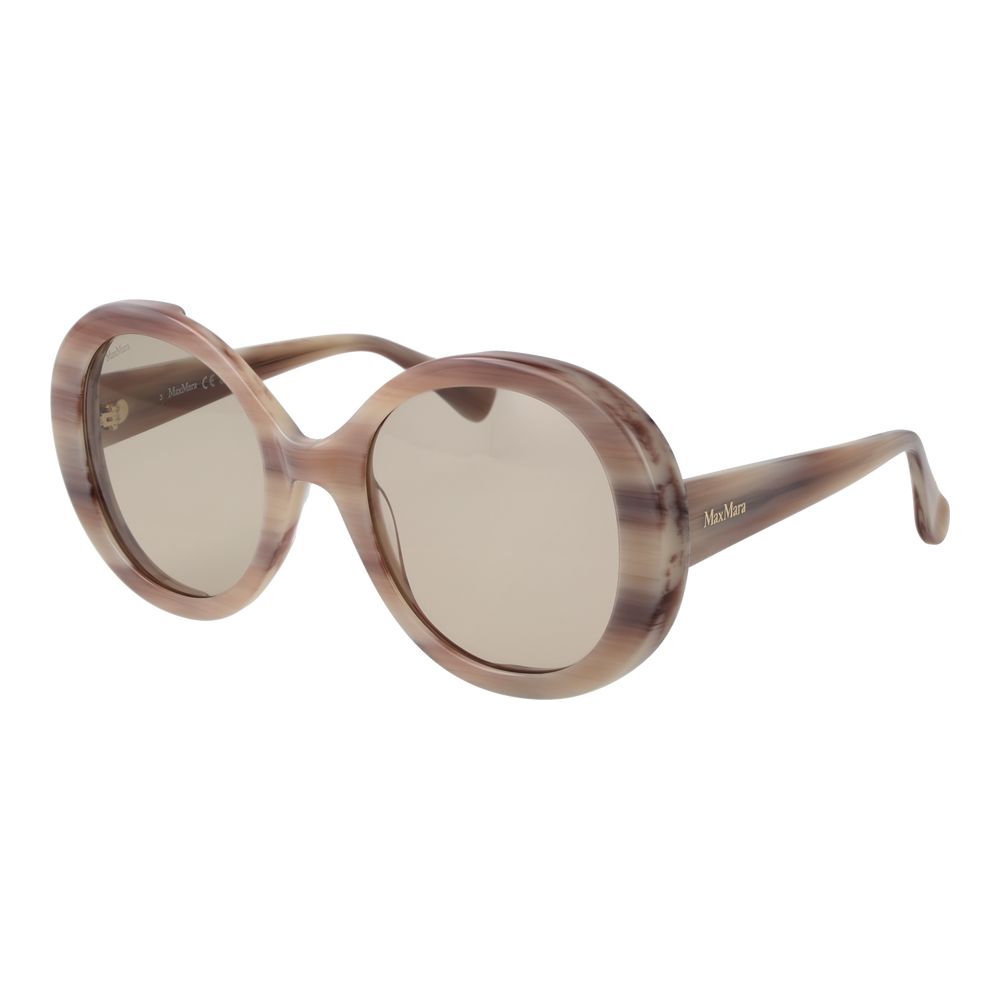 Max Mara Women’s Sunglasses – Cream Round Frame with Brown Lenses, 54mm