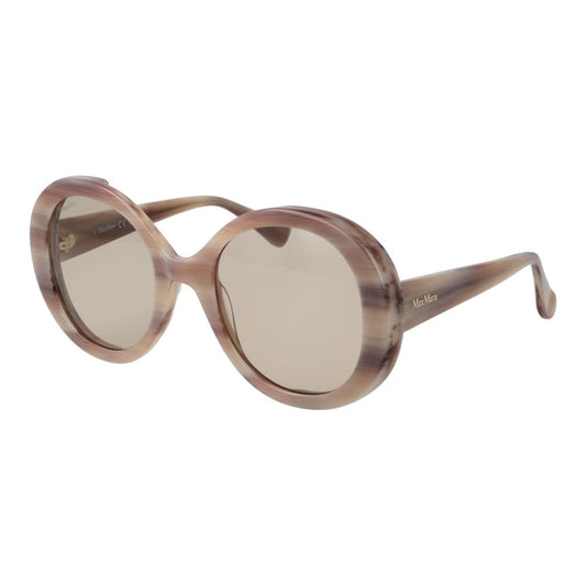 Max Mara Women’s Sunglasses – Cream Round Frame with Brown Lenses, 54mm
