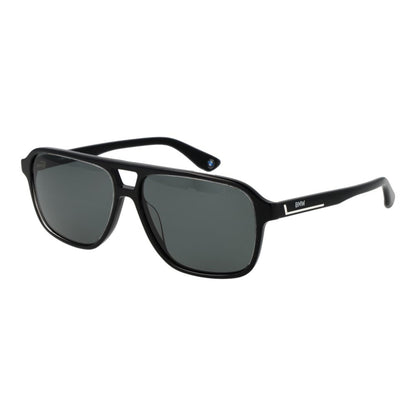 BMW Men’s Sunglasses – Black Full-Rim Acetate Frame with Grey Polarized Lenses, 58mm