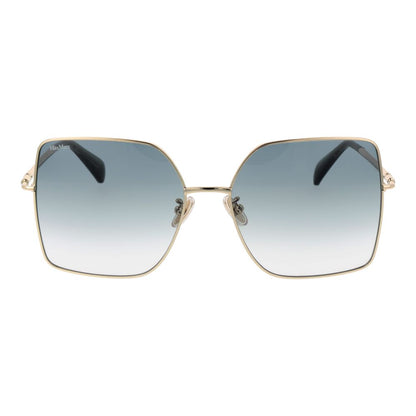 Max Mara Women’s Sunglasses – Gold Butterfly Frame with Green Gradient Lenses, 59mm