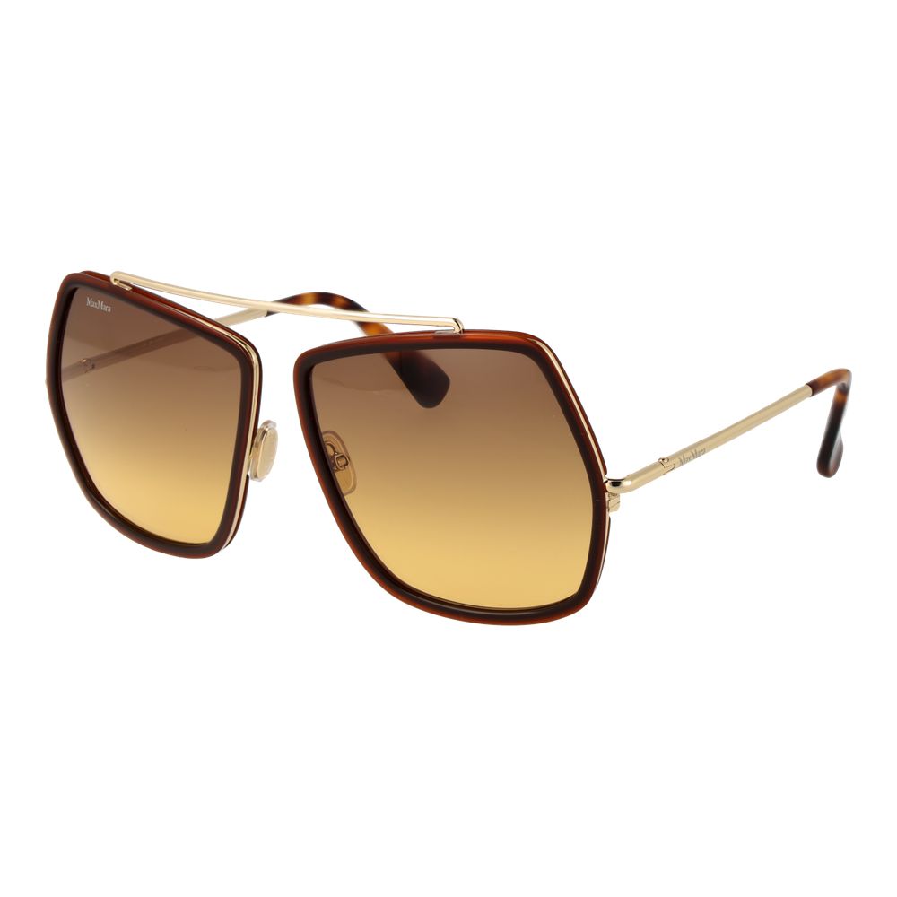 Max Mara Women’s Sunglasses – Brown Full-Rim Frame with Gold Gradient Lenses, 64mm