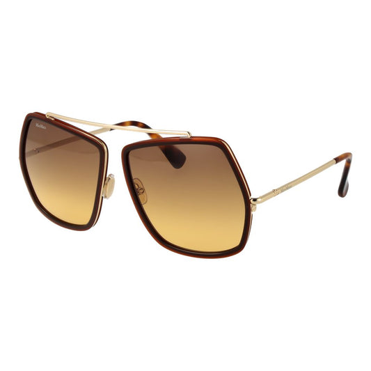 Max Mara Women’s Sunglasses – Brown Full-Rim Frame with Gold Gradient Lenses, 64mm