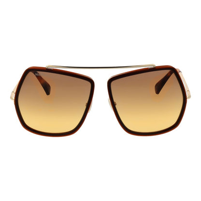 Max Mara Women’s Sunglasses – Brown Full-Rim Frame with Gold Gradient Lenses, 64mm