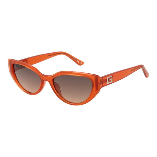 Guess Women's Cat Eye Sunglasses – Orange Full-Rim Frame with Brown Gradient Lenses, 52mm