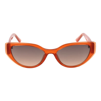 Guess Women's Cat Eye Sunglasses – Orange Full-Rim Frame with Brown Gradient Lenses, 52mm