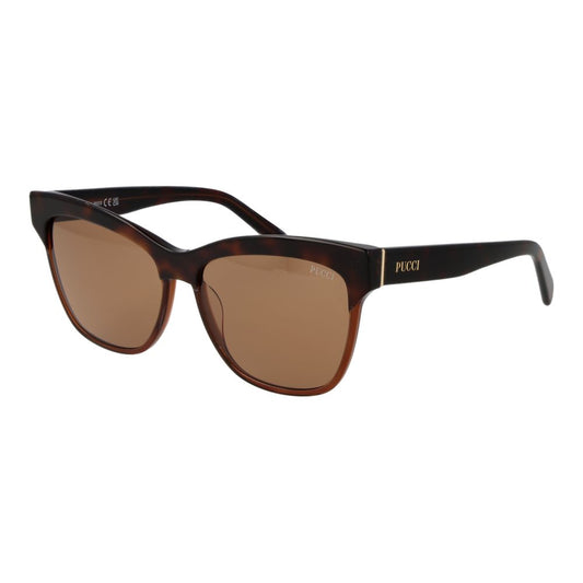 Emilio Pucci Women’s Sunglasses – Brown Full-Rim Frame with Orange Lenses, 57mm