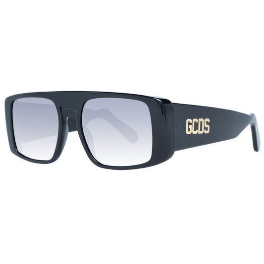 GCDS Unisex Sunglasses – Black Rectangle Frame with Grey Gradient Lenses, 56mm