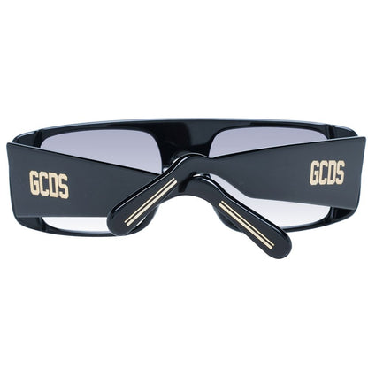 GCDS Unisex Sunglasses – Black Rectangle Frame with Grey Gradient Lenses, 56mm