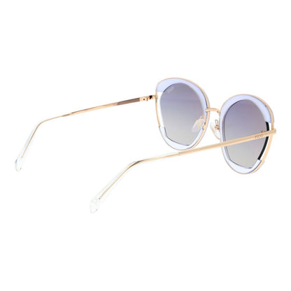 Emilio Pucci Women’s Sunglasses – Gold Butterfly Frame with Blue Mirrored Gradient Lenses, 54mm