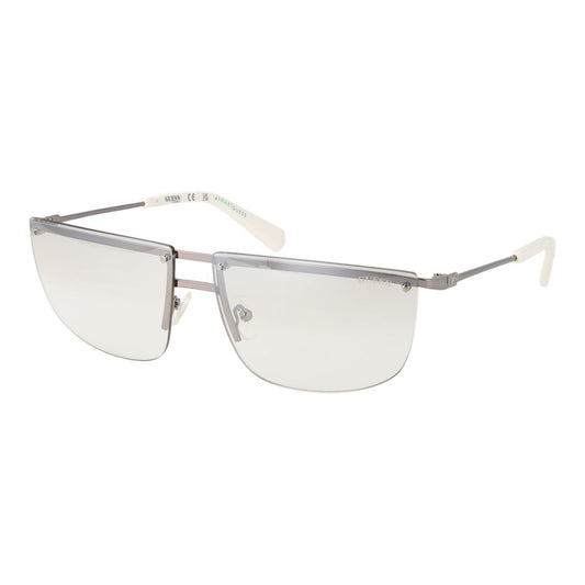 Guess Unisex Sunglasses – Silver Metal Frame with Transparent Gradient Lenses, 66mm