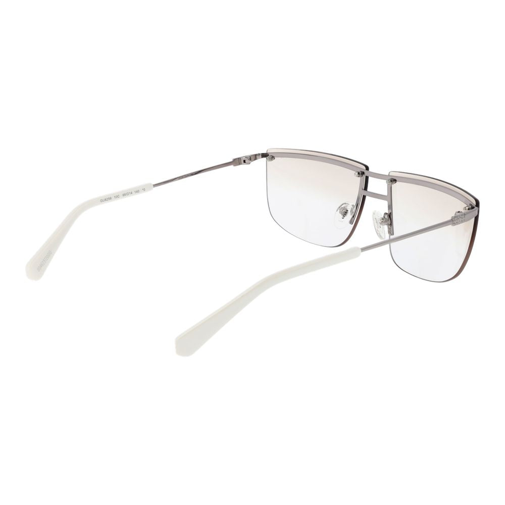 Guess Unisex Sunglasses – Silver Metal Frame with Transparent Gradient Lenses, 66mm