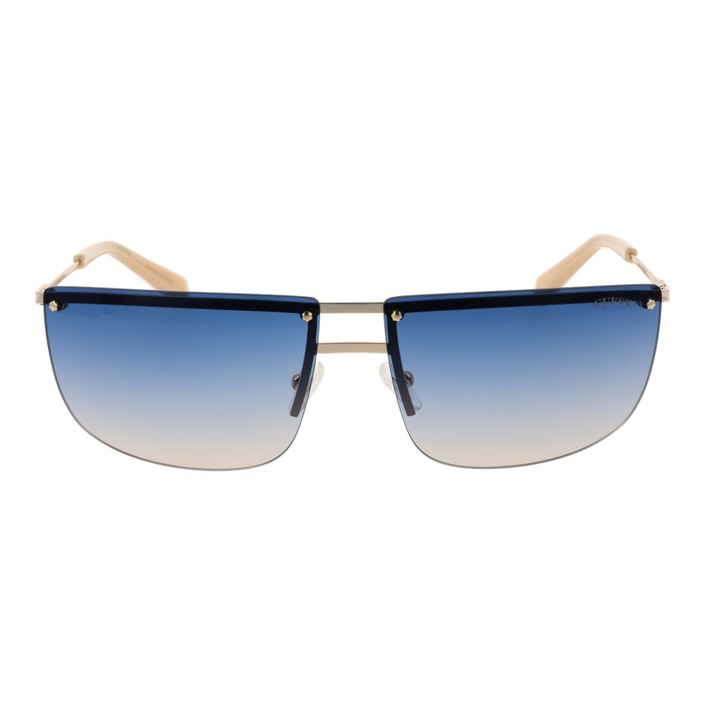 Guess Unisex Sunglasses – Gold Rimless Frame with Blue Gradient Lenses, 66mm