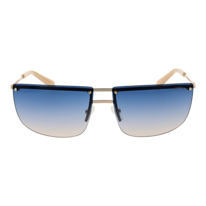 Guess Unisex Sunglasses – Gold Rimless Frame with Blue Gradient Lenses, 66mm