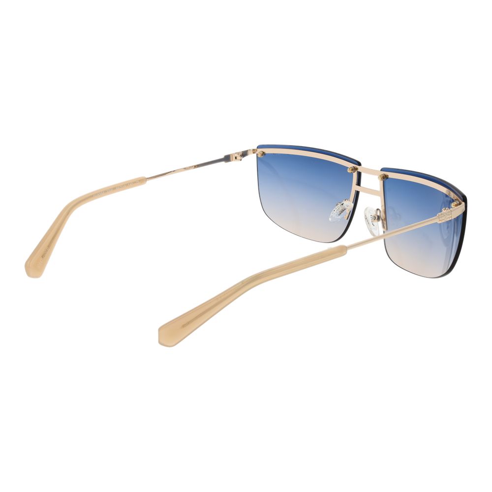 Guess Unisex Sunglasses – Gold Rimless Frame with Blue Gradient Lenses, 66mm