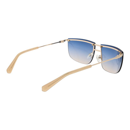 Guess Unisex Sunglasses – Gold Rimless Frame with Blue Gradient Lenses, 66mm