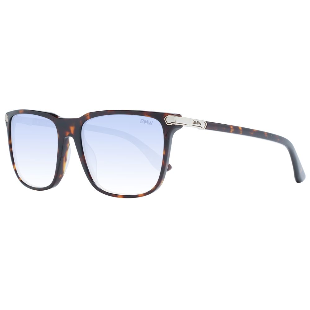 BMW Brown Men’s Sunglasses – Rectangle Frame with Blue Mirrored Gradient Lenses, 56mm