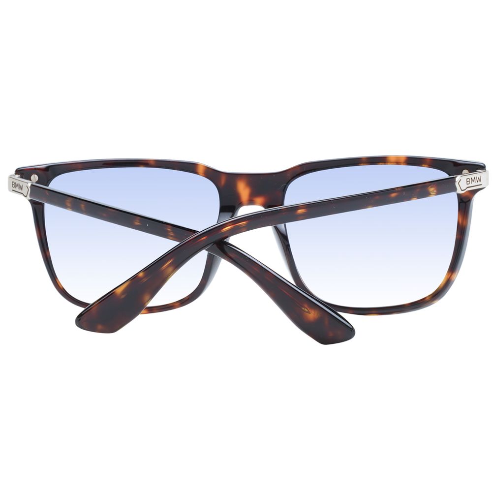 BMW Brown Men’s Sunglasses – Rectangle Frame with Blue Mirrored Gradient Lenses, 56mm