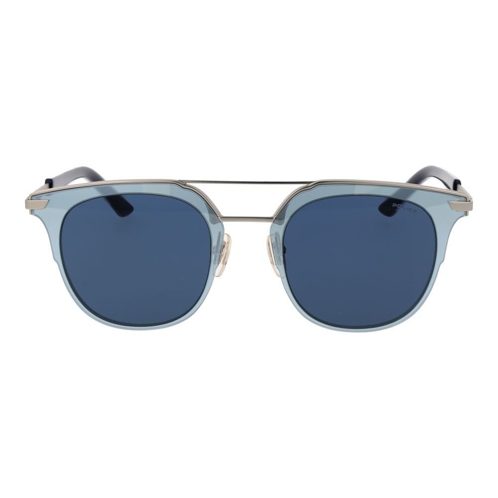 Police Blue Men’s Sunglasses – Stylish Full-Rim Metal Frame with Blue Lenses