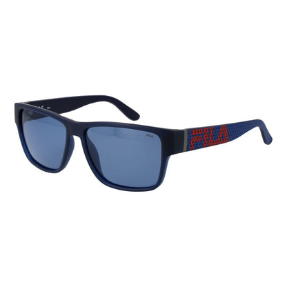 Fila Men's Sunglasses – Blue Rectangle Frame with Polarized Lenses, 57mm