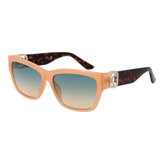 Guess Women’s Sunglasses – Beige Rectangle Frame with Green Gradient Lenses, 56mm