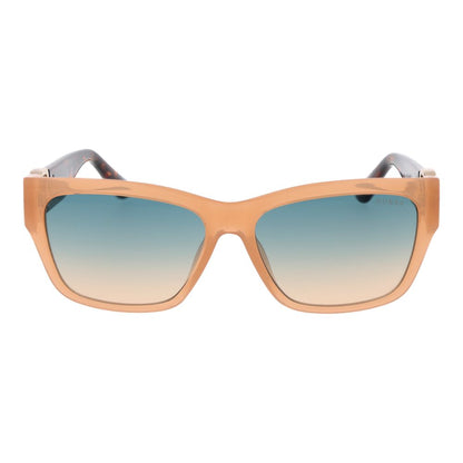 Guess Women’s Sunglasses – Beige Rectangle Frame with Green Gradient Lenses, 56mm