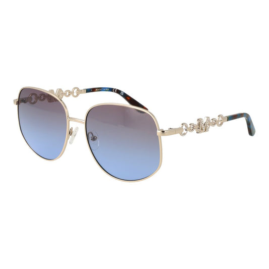 Marciano by Guess Women’s Sunglasses – Gold Round Frame with Blue Gradient Lenses, 59mm