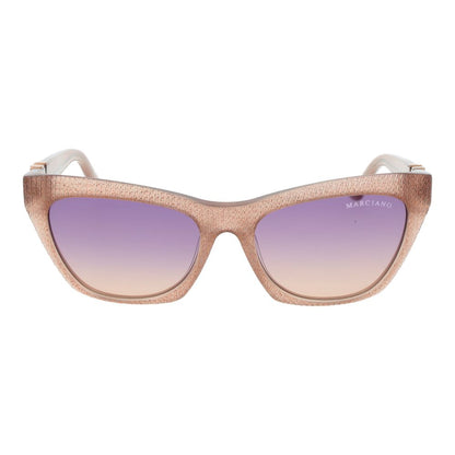 Marciano by Guess Women’s Sunglasses – Beige Cat Eye Frame with Purple Gradient Lenses, 54mm