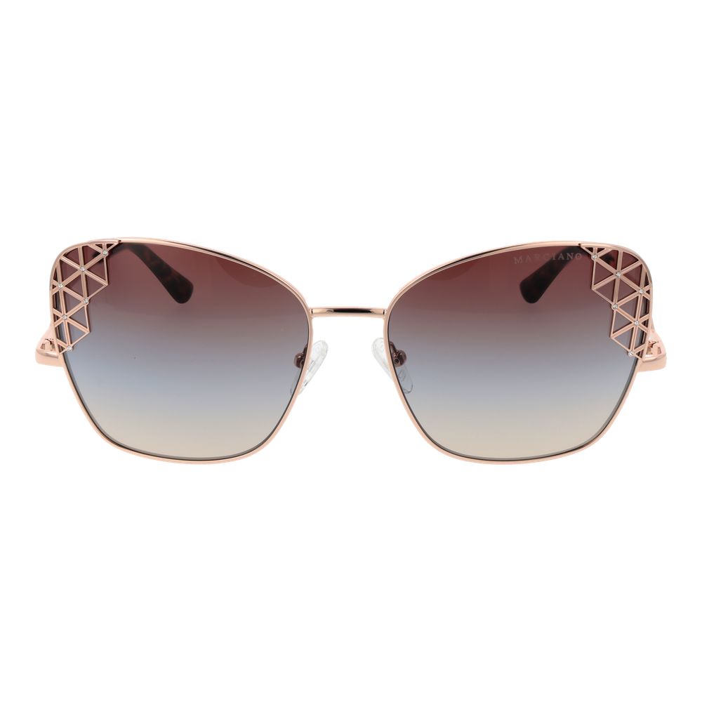 Marciano by Guess Women’s Sunglasses – Rose Gold Butterfly Frame with Brown Gradient Lenses, 61mm