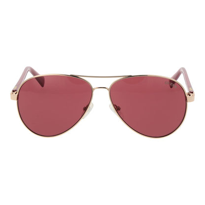 Guess Unisex Sunglasses – Gold Aviator Frame with Purple Lenses, 58mm