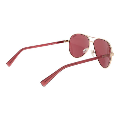 Guess Unisex Sunglasses – Gold Aviator Frame with Purple Lenses, 58mm