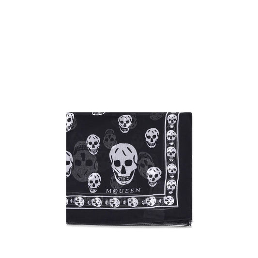 Alexander McQueen Black & White Silk Skull Scarf