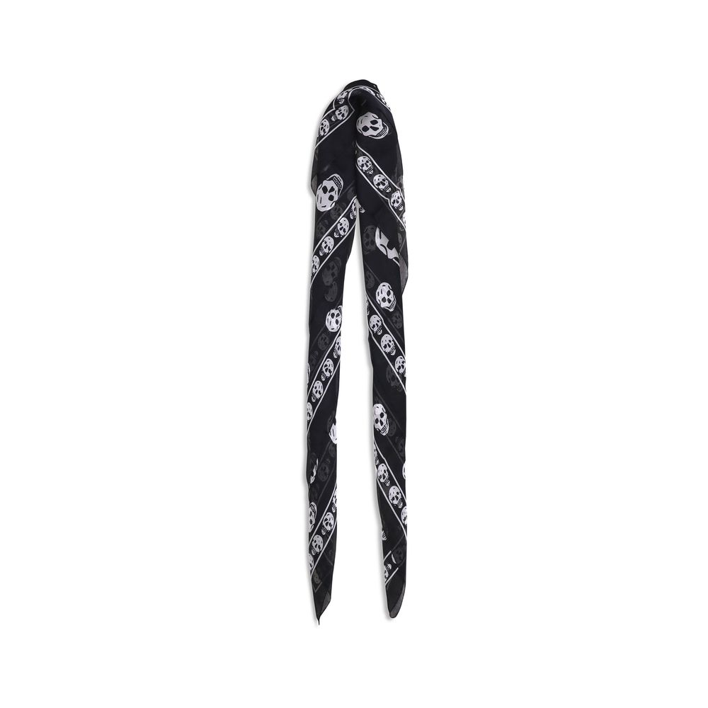 Alexander McQueen Black & White Silk Skull Scarf