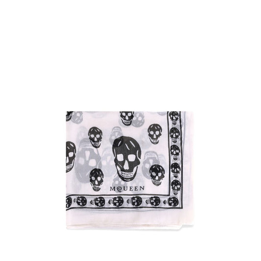 Alexander McQueen White & Black Silk Skull Scarf