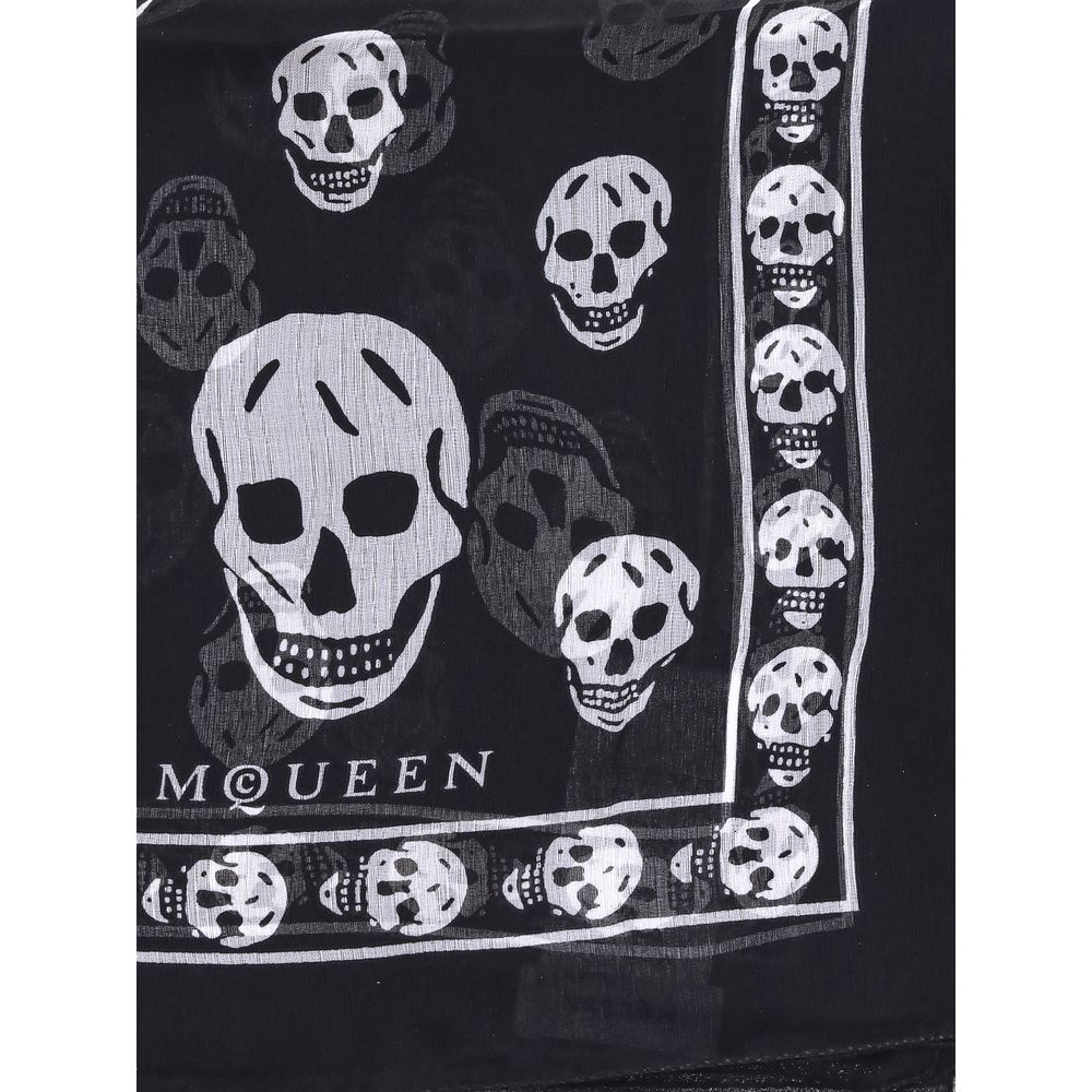 Alexander McQueen Black & White Silk Skull Scarf