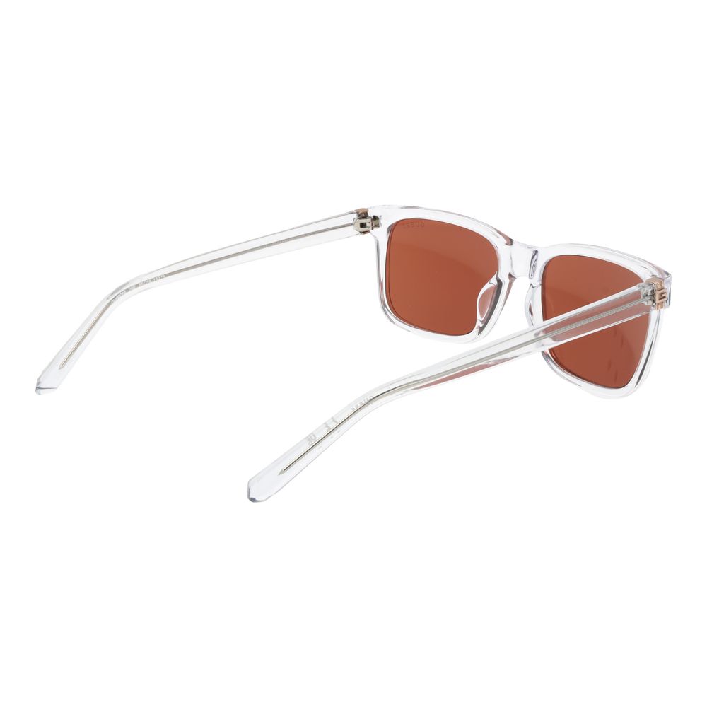 Guess Transparent Men’s Sunglasses – Full-Rim Rectangle Frame with Orange Lenses, 55mm